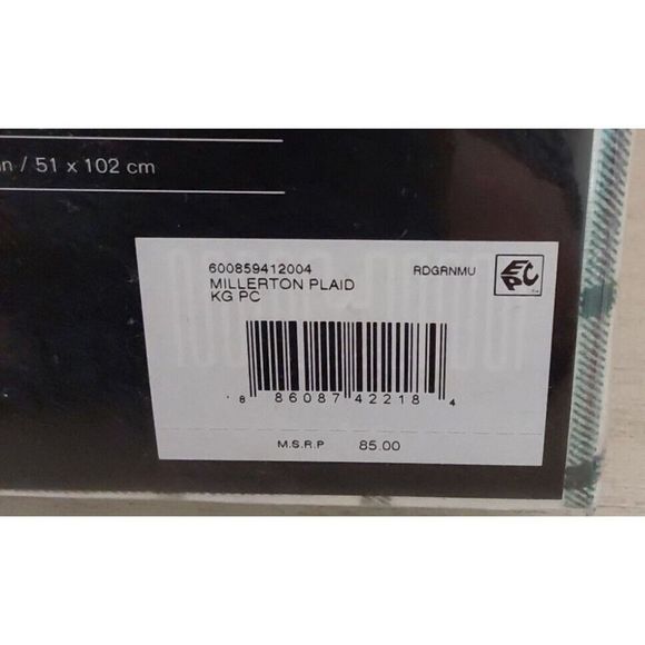 Ralph Lauren FLANNEL Cotton White Green Red MILLERTON PLAID Two King Pillowcases - Picture 10 of 10